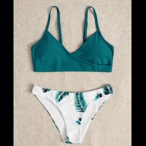 Palm Print Adjustable Strap Bikini
